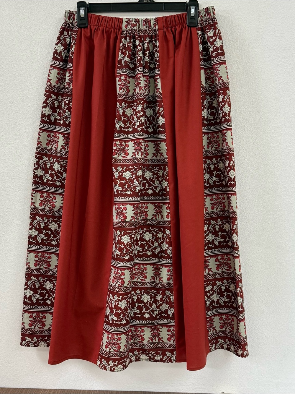 Patterned Panel Midi Skirt